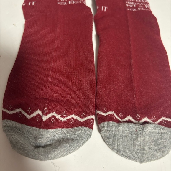 Xmas Socks Rudolph WANTED FOR RUNNING OVER G’MA NWOT - Picture 5 of 10